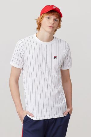 FILA Guillo Tee Shirts White / Navy,Mens Clothing | CA.OMDLXN871